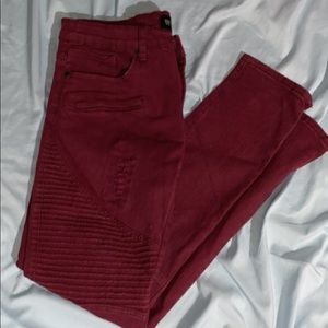 Burgundy skinny jeans